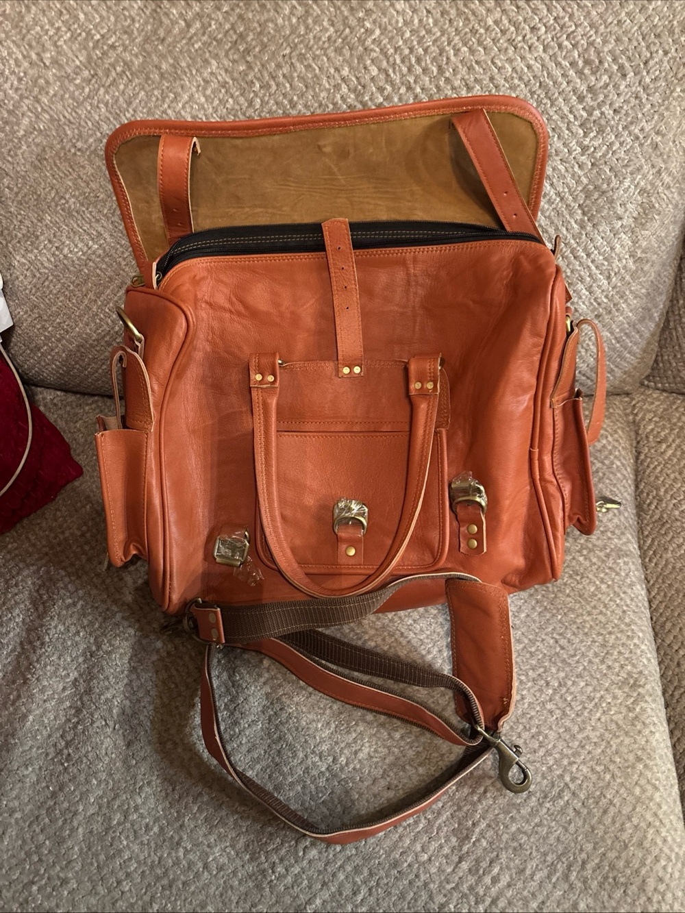 MaheTri Genuine Leather Briefcase Messenger Laptop Bag 16” Brown NEW Buffalo Lea